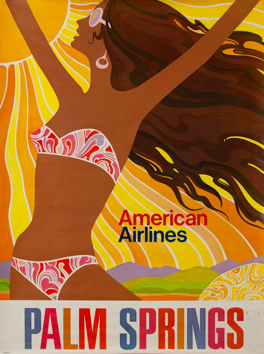 American Airlines Original Travel Poster Palm Springs 