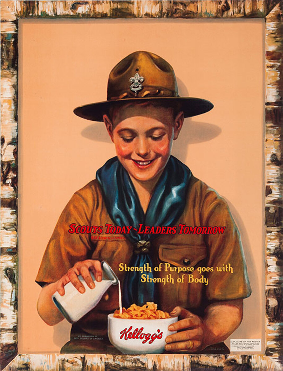Scouts Today - Leaders Tomorrow Original Kellog's Cereal Advertising Poster