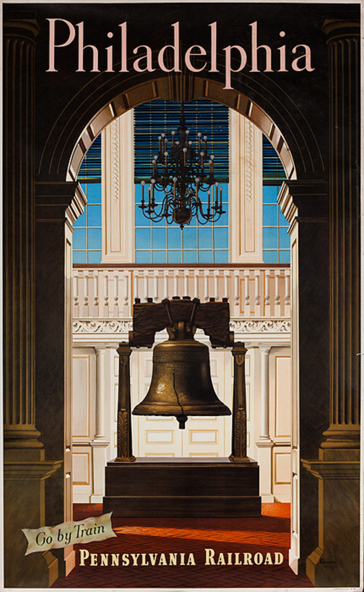 Pennsylvania Railroad Original Travel Poster Philadelphia Liberty Bell