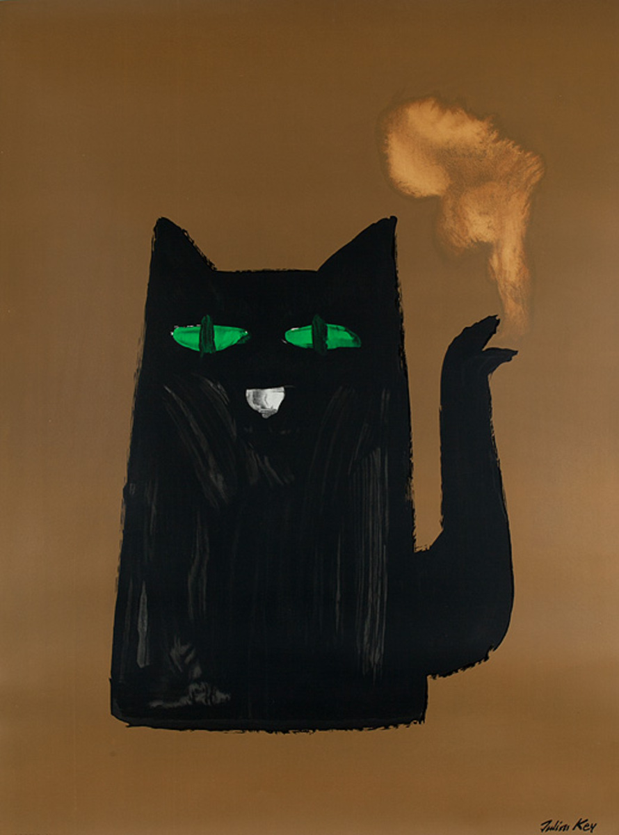 Cafe Chat Noir Black Cat Coffee Original Belgian Advertising Poster 