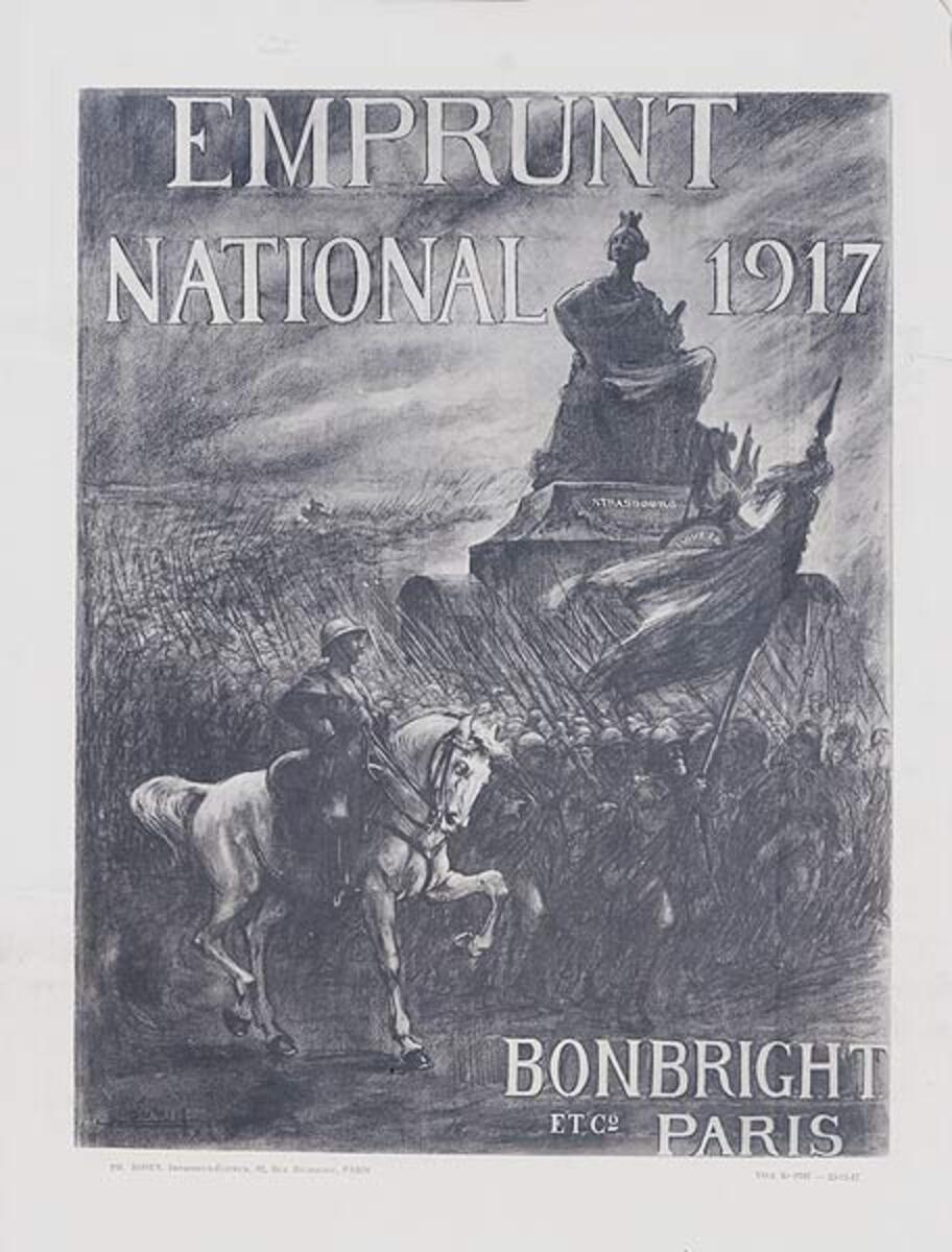 Emprunt National 1917 Bonbright et c Paris Original French WWI Poster