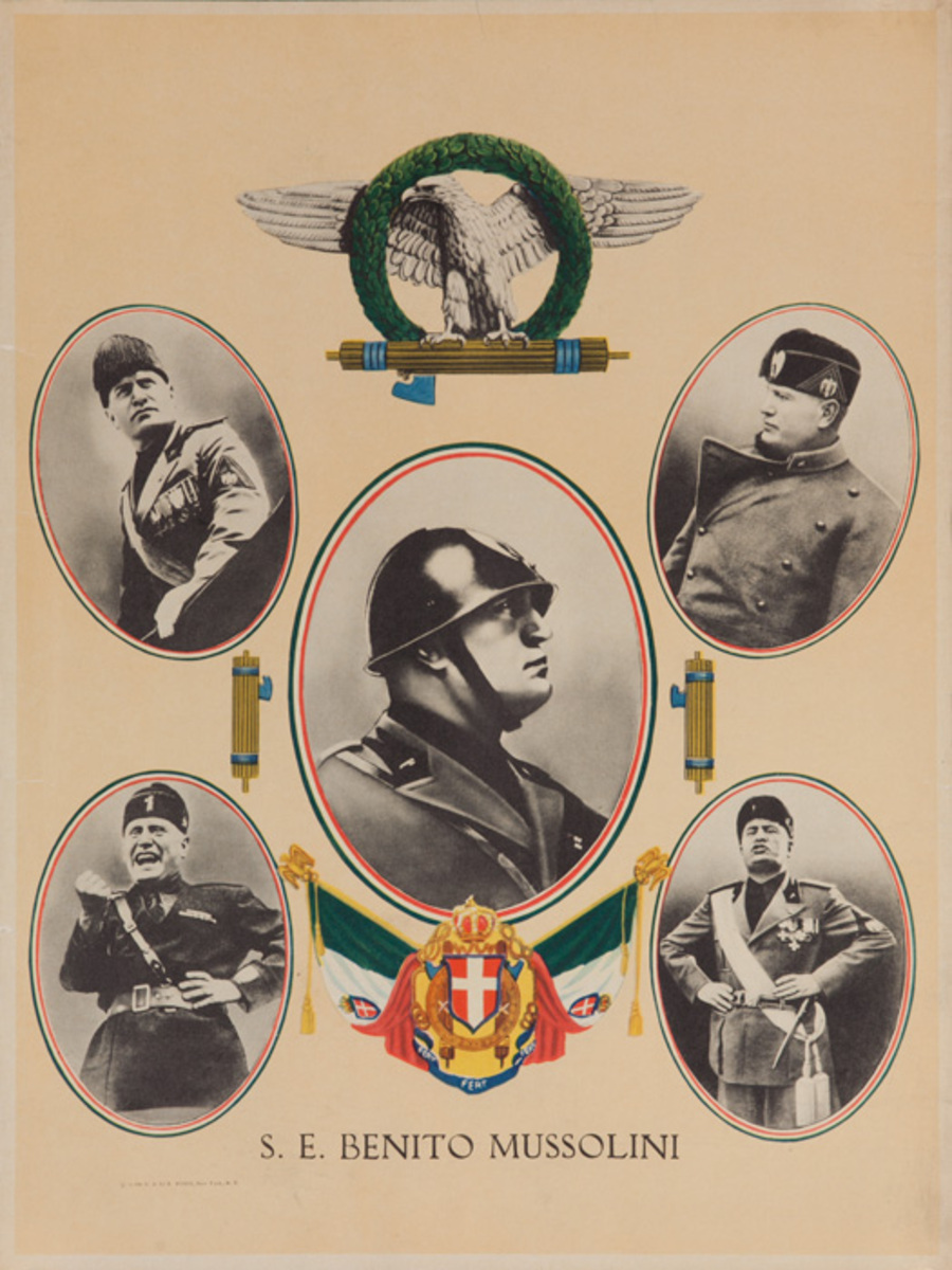 Original WWII S E Benito Mussolini Poster