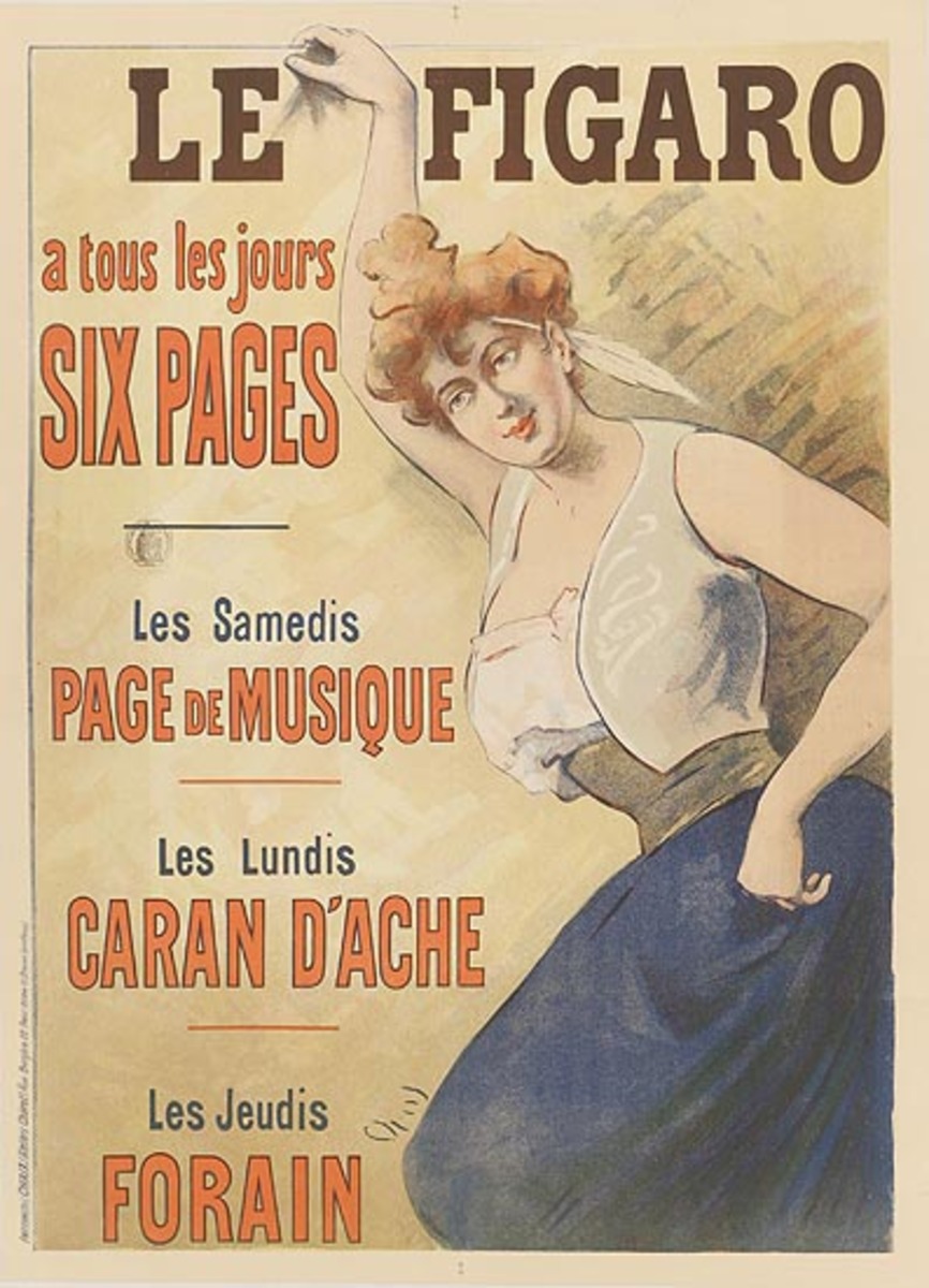 Le Figaro Original French Newspaper Advertising Poster  a tout les Jours Six Pages
