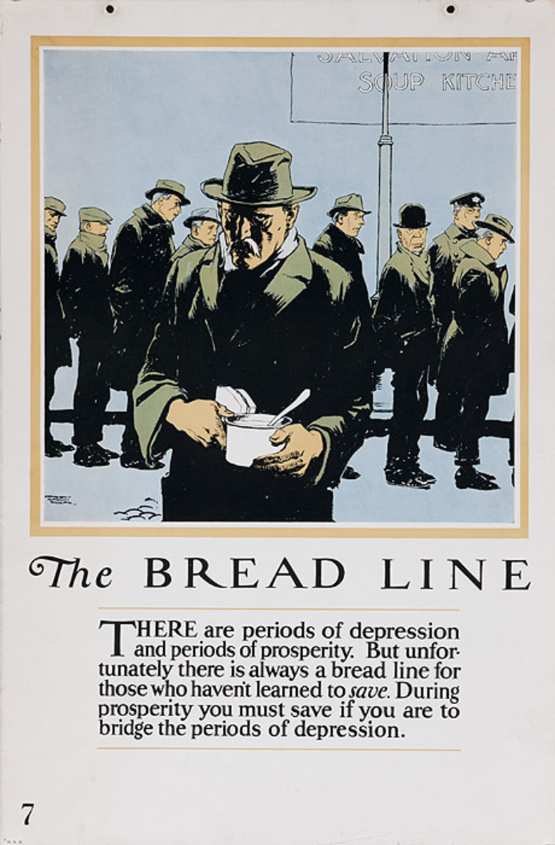 Original 1920s Bank Finance Poster The Bread Line