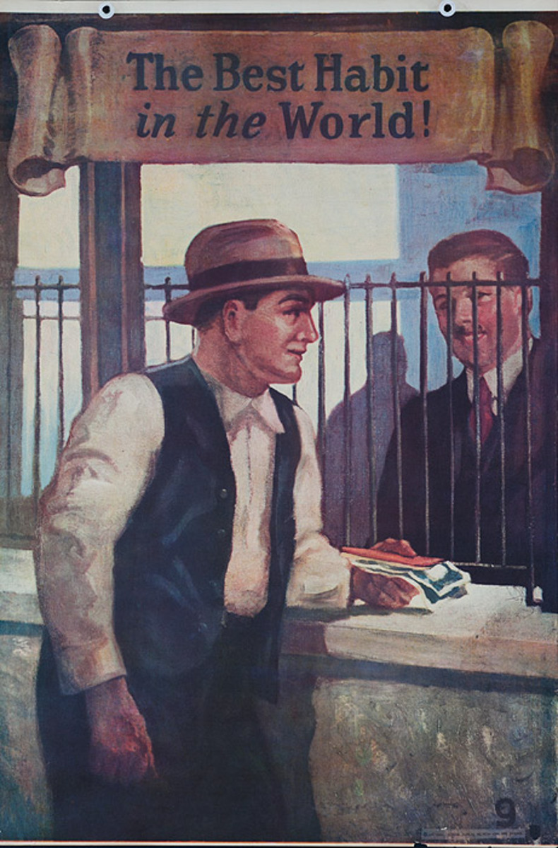 Original 1920s Bank Finance Poster The Best Habit in The World