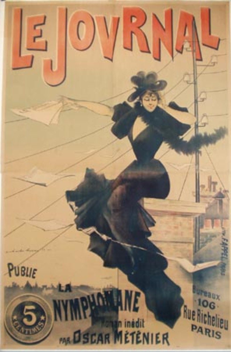 Original Vintage Advertising Poster Le Journal, la Nymphomane