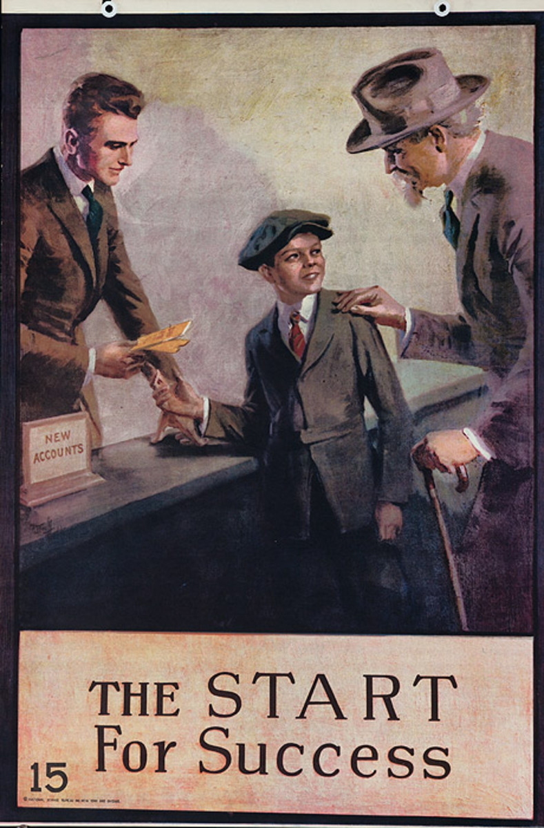 Original 1920s Bank Finance Poster The Start For Success