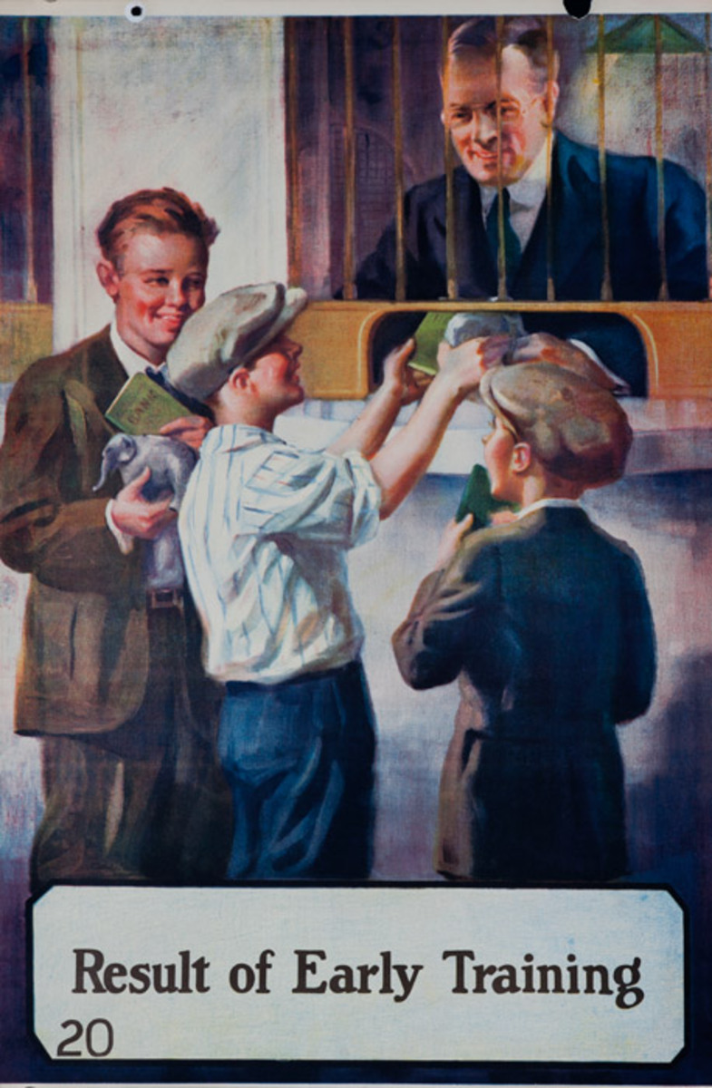 Original 1920s Bank Finance Poster Result of Early Training
