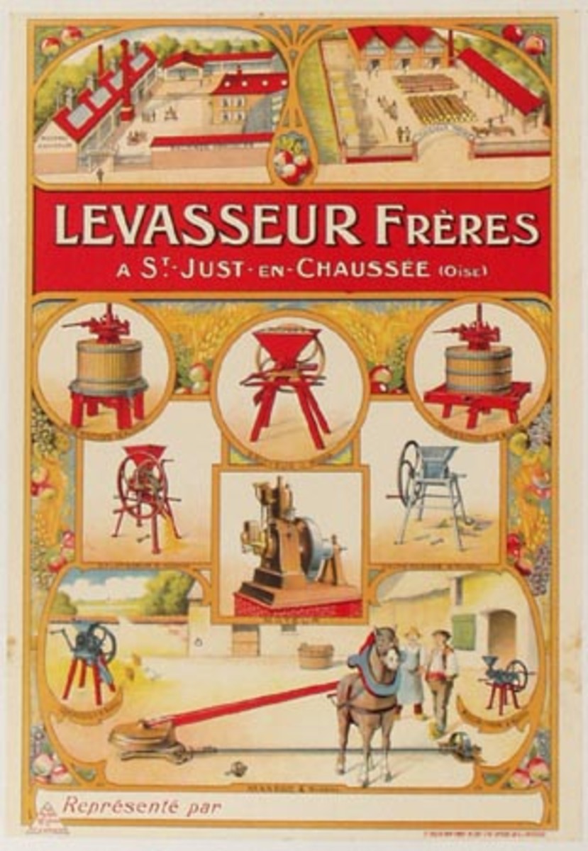 Levasseur Frere Farm Equipment Original Advertising Poster 