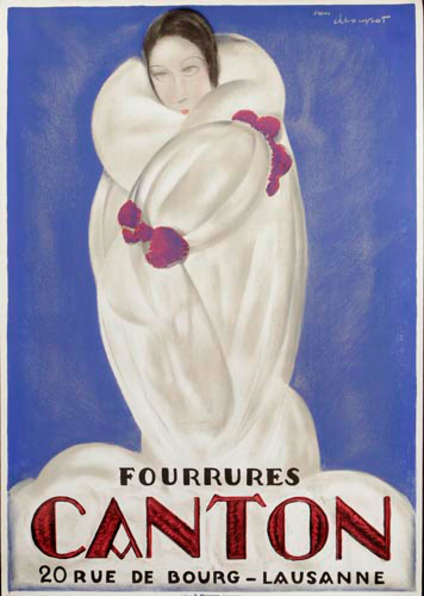 Fourrures Canton Original Swiss Fur Store Advertising Poster