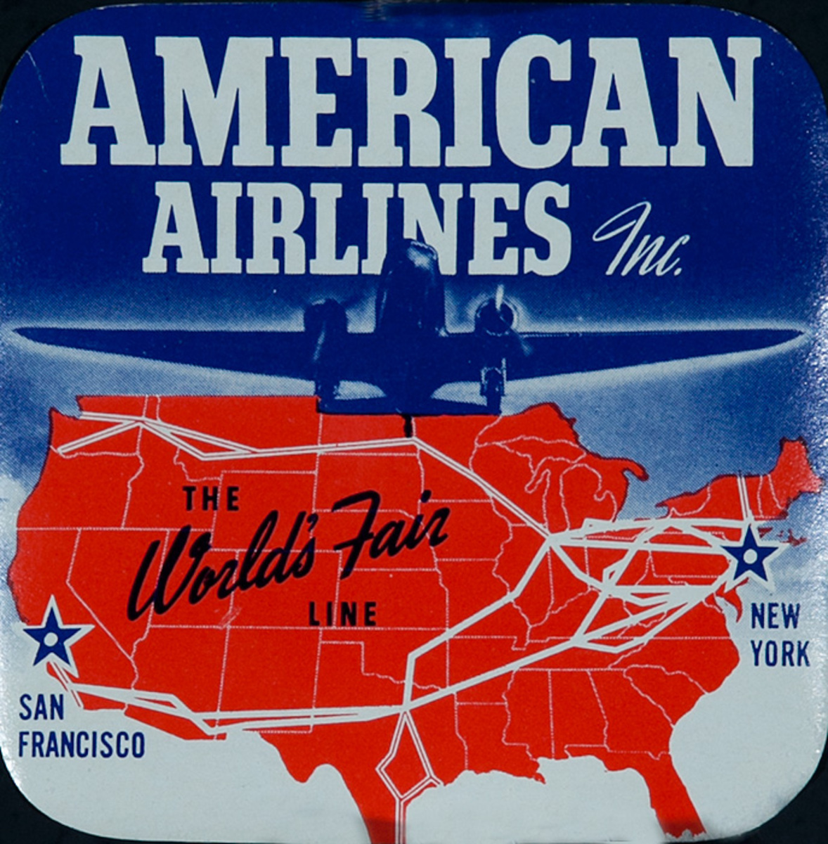 American Airlines The World's Fair Line Original Luggage Label
