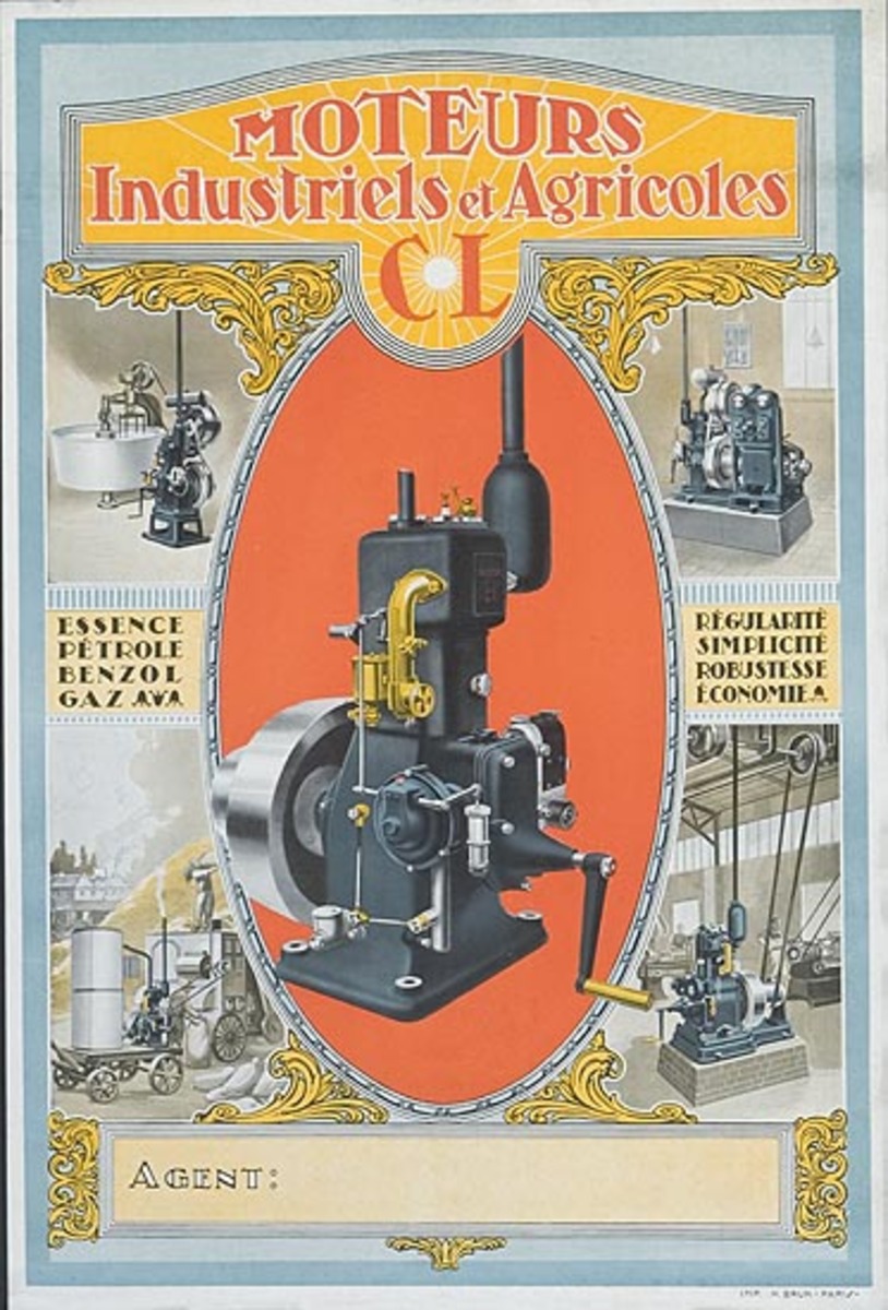 CL Motors Industrial and Agricultural Original French Advertising Poster