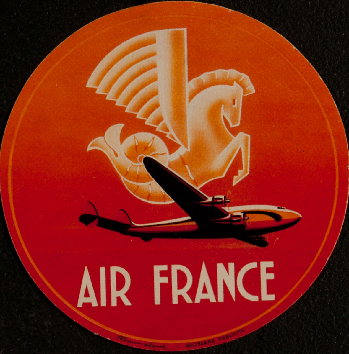 Original Air France Luggage Label round