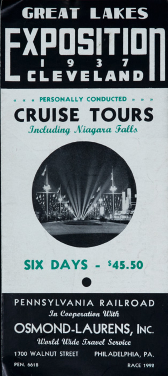 Original 1937 Great Lakes Exposition Travel Brochure B/W