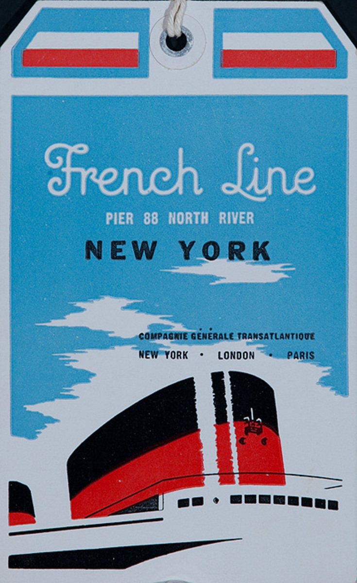 French Line New York Original Luggage Tag (v)