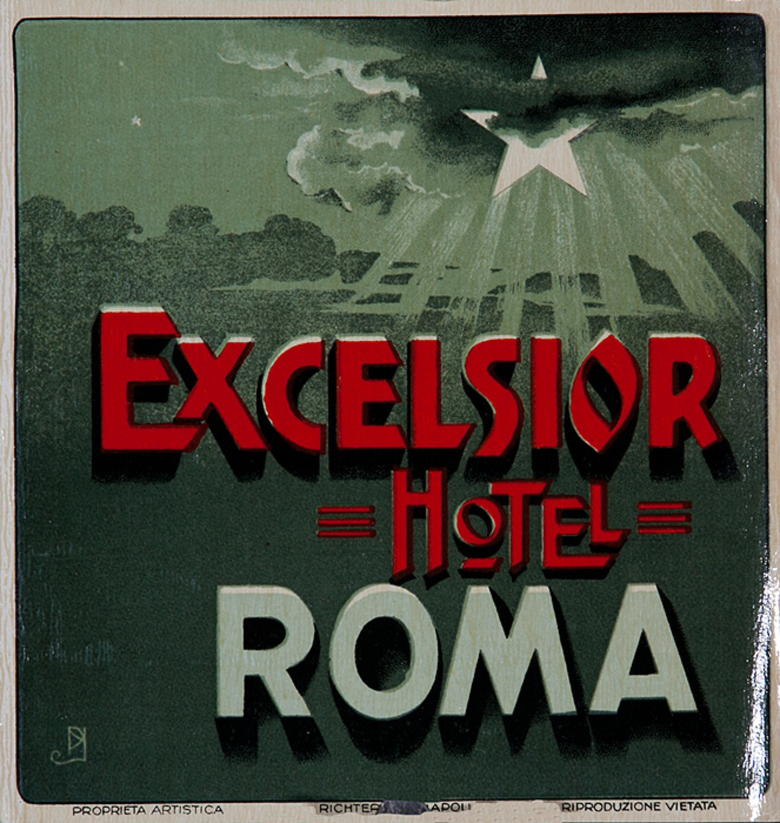 Excelsior Hotel Rome Italy Original Luggage Label
