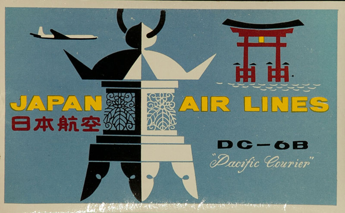 Japan Air Lines DC-6B Original Luggage Label