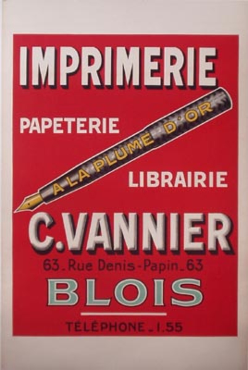 Plume D'Or Pen Original Vintage Advertising Poster 