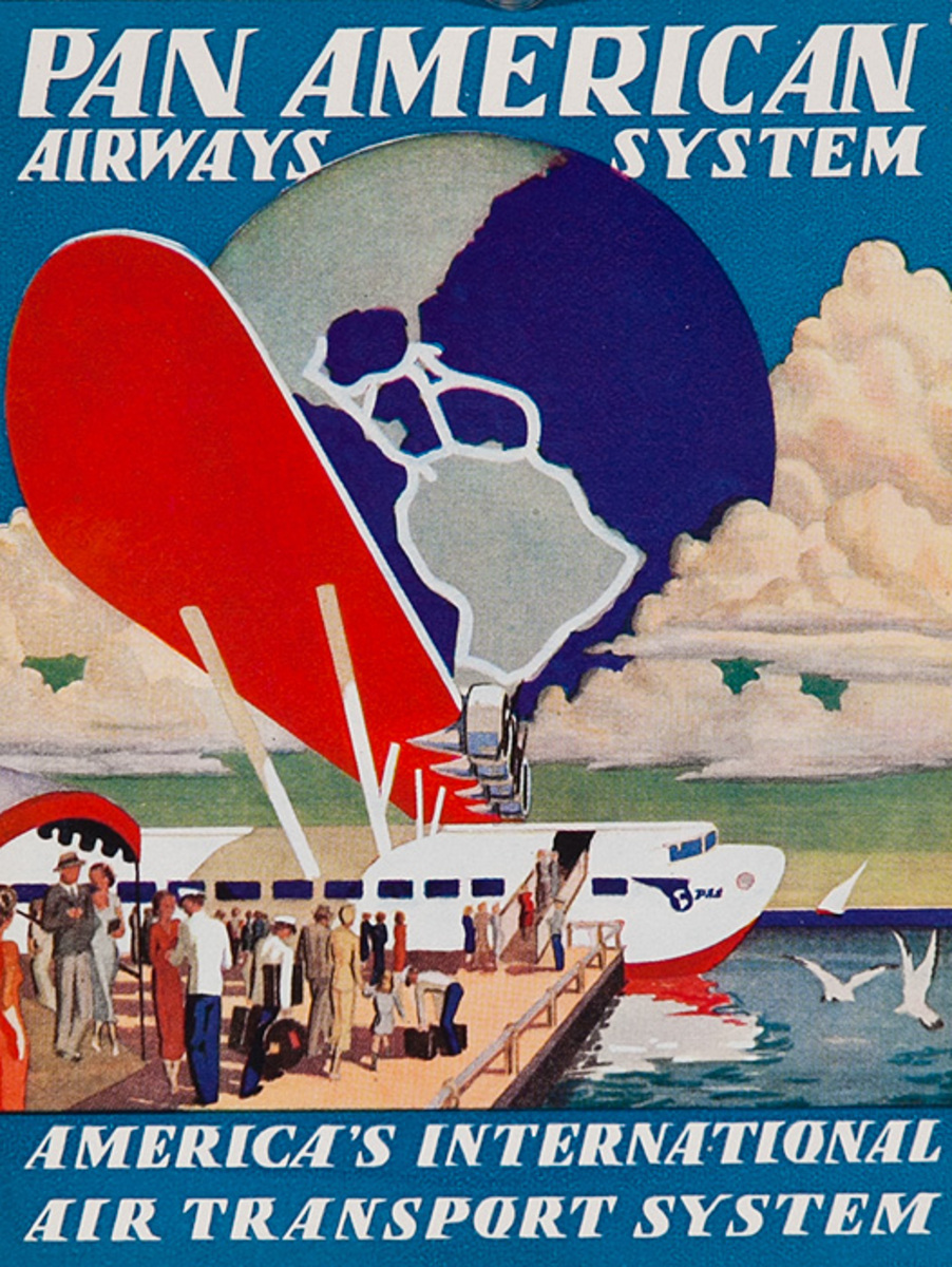 Pan American Airways System Orignal Luggage Label Flying Boat