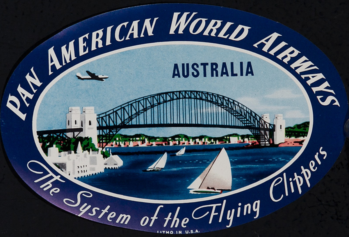 Pan American World Airways Original Luggage Label Australia