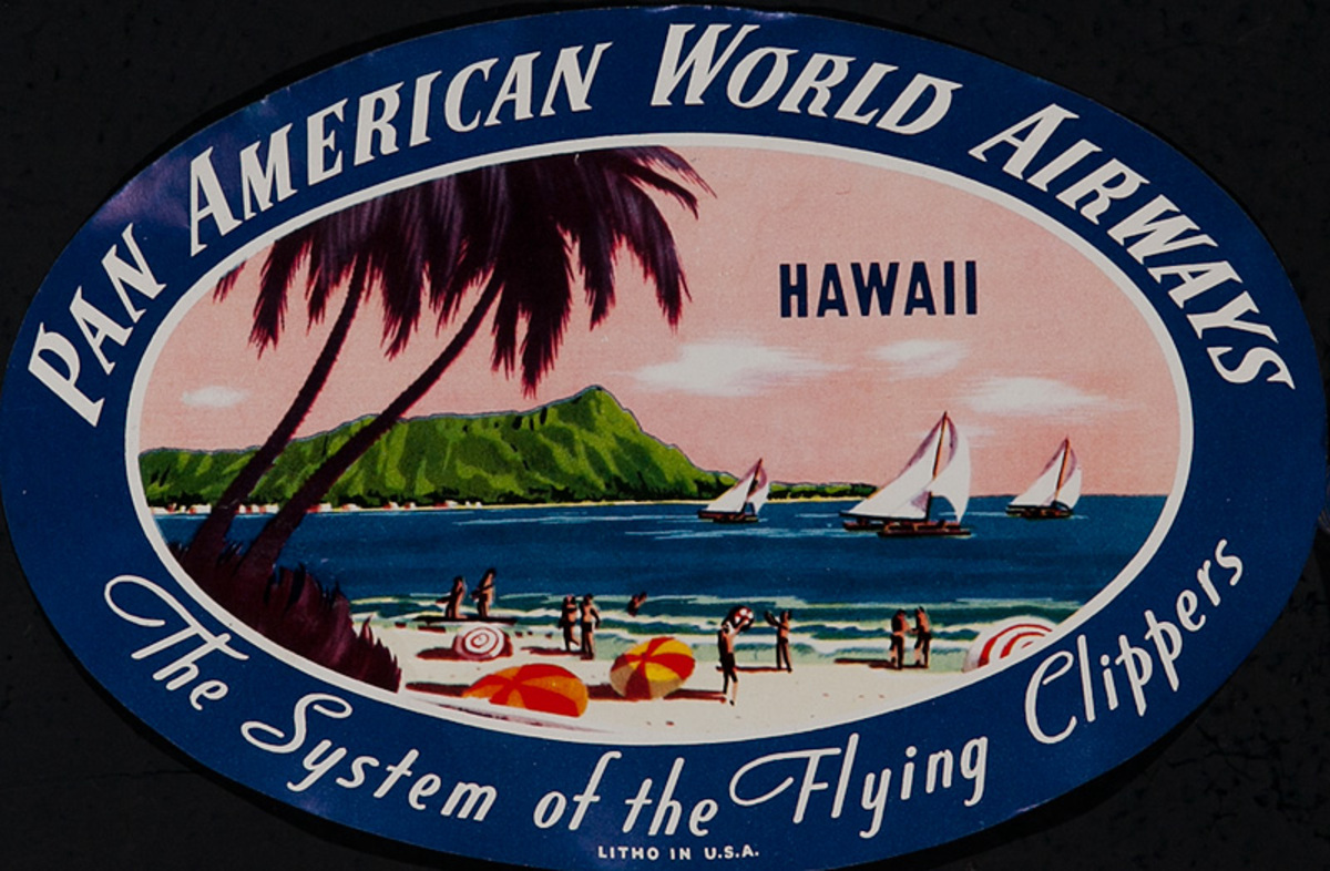 Pan American World Airways Original Luggage Label Hawaii