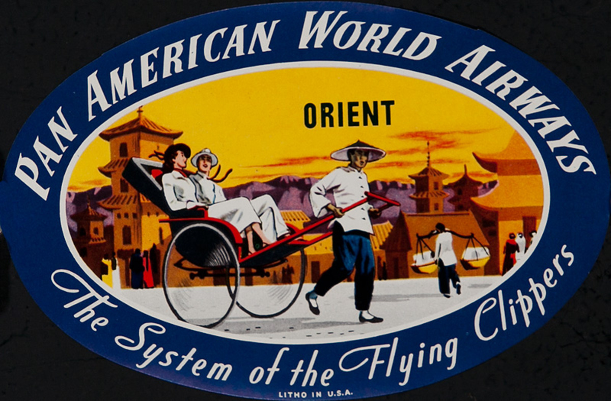 Pan American World Airways Original Luggage Label Orient