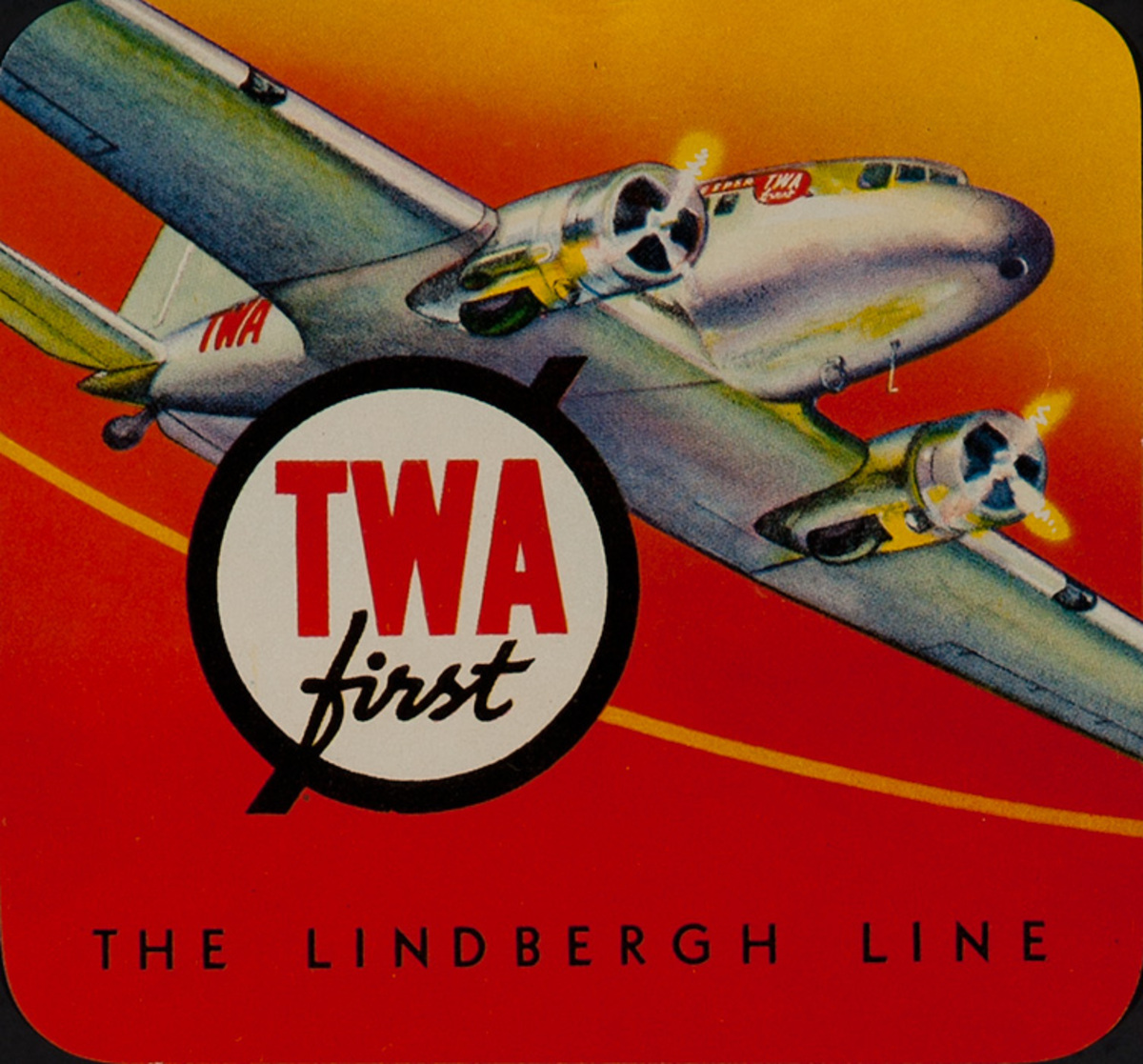 TWA First The Lindberh Line Original Luggae Label
