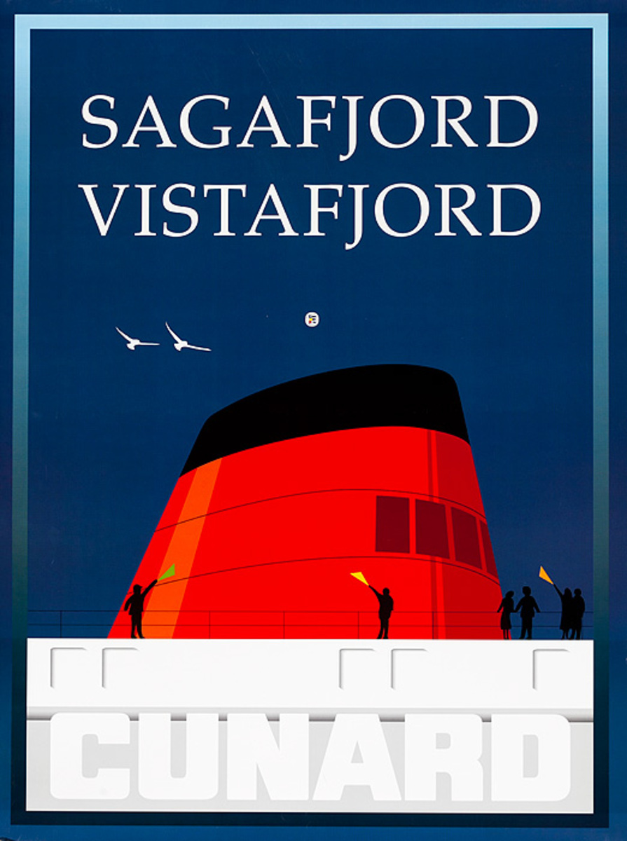 Original Cunard Cruise Lines Poster Sagafjord Vistafjord