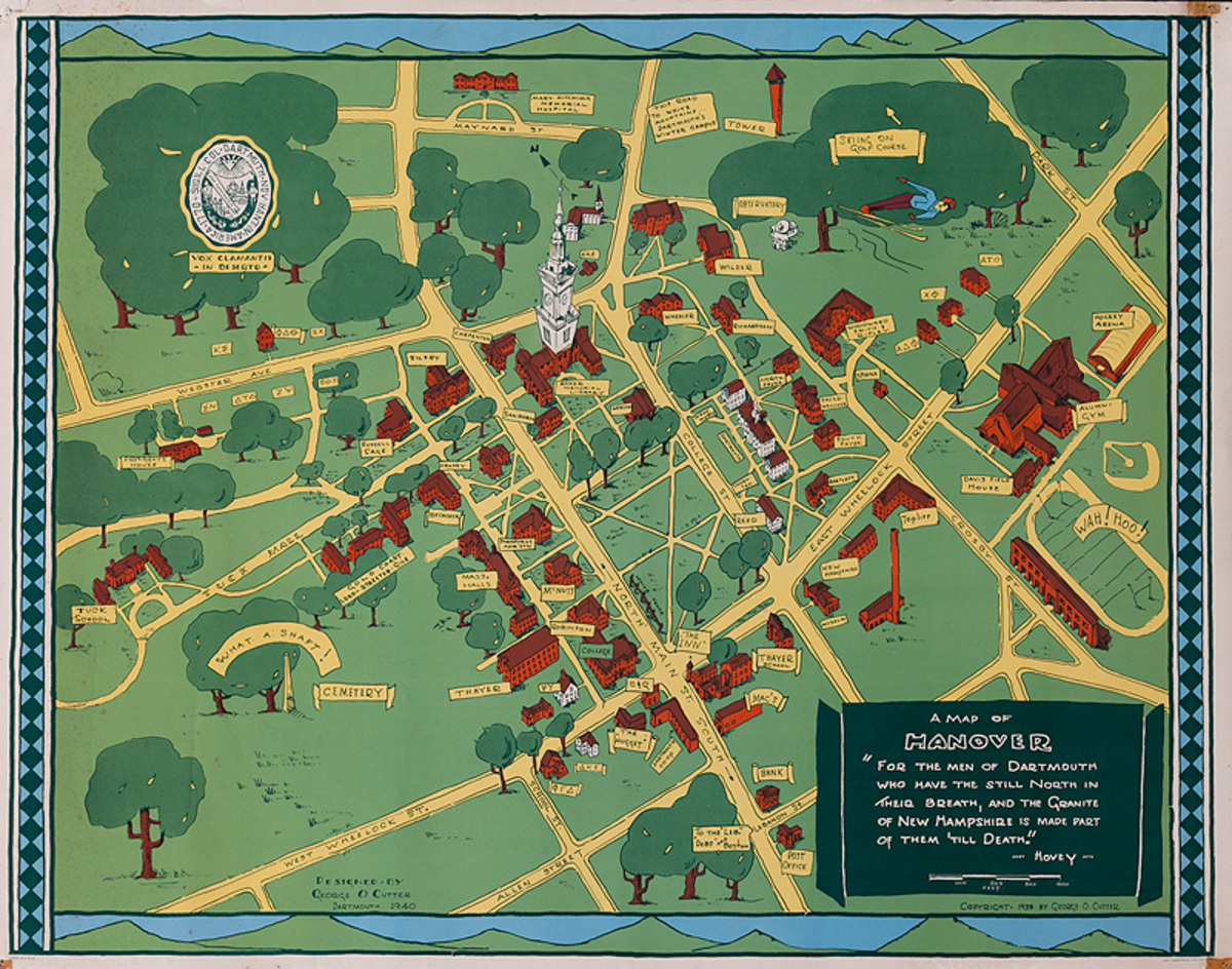 Original Dartmouth College Souvenir Campus Map Poster David Pollack