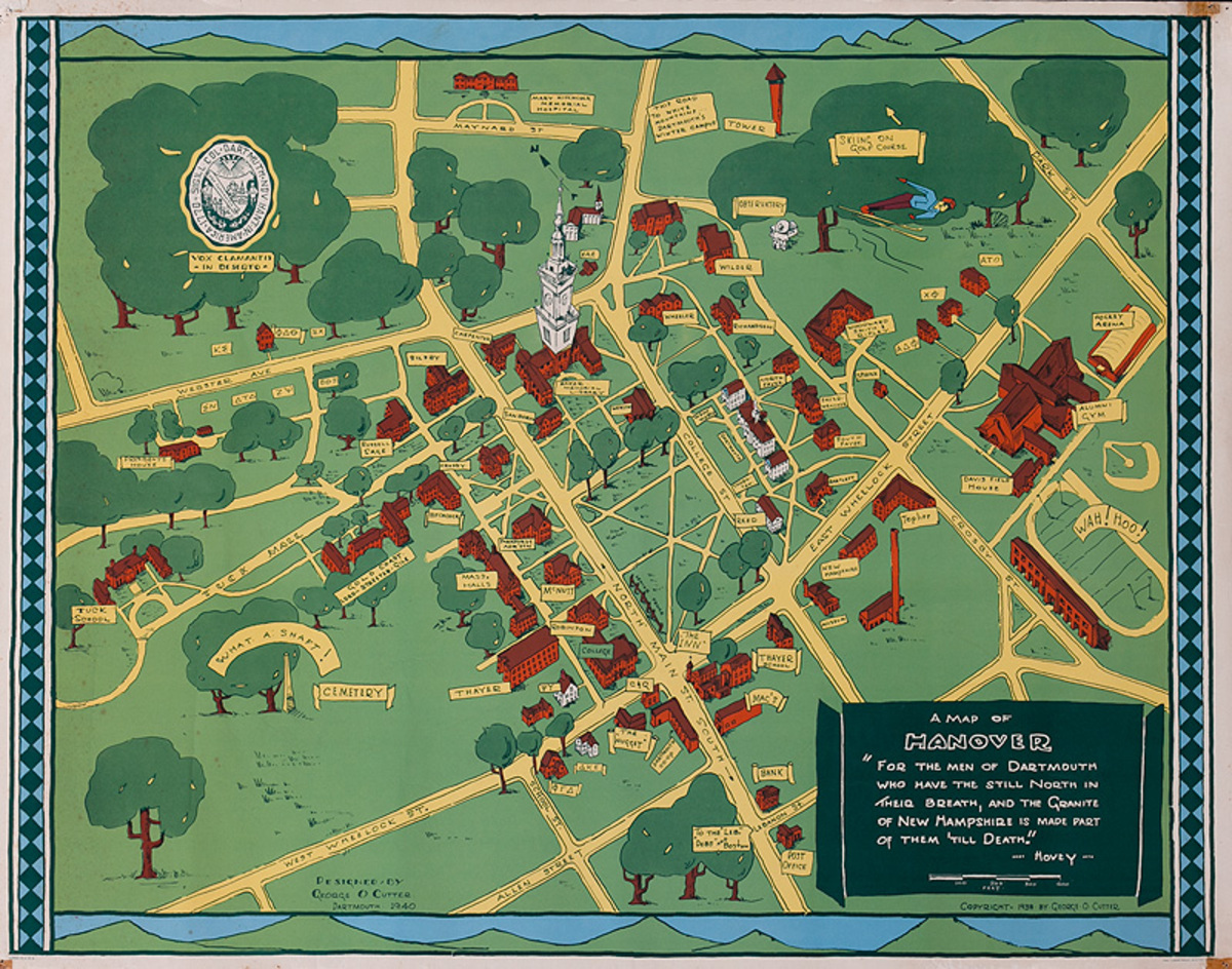 Original Dartmouth College Souvenir Campus Map Poster