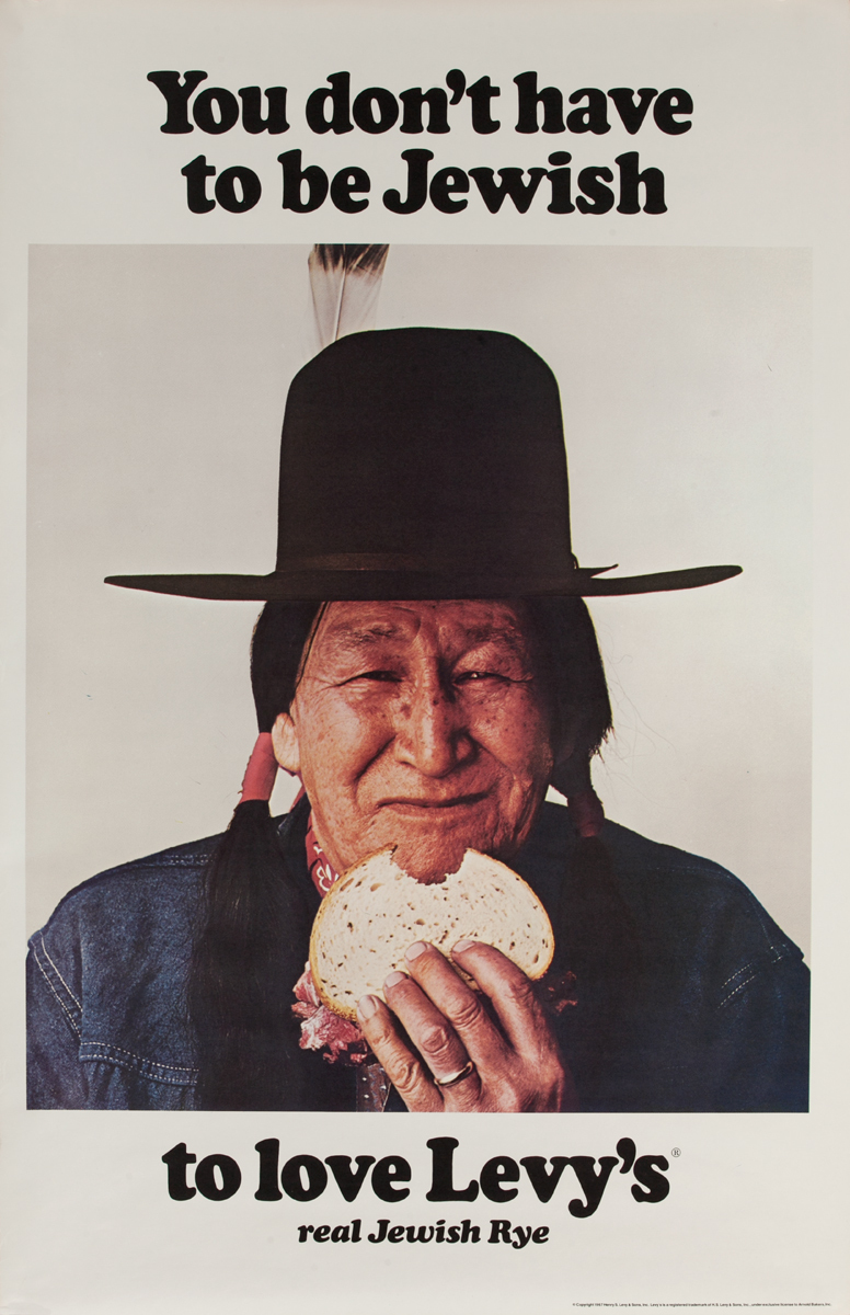 You Don't Have to Be Jewish To Love Levy's Rye Bread Original Advertising Poster American Indian