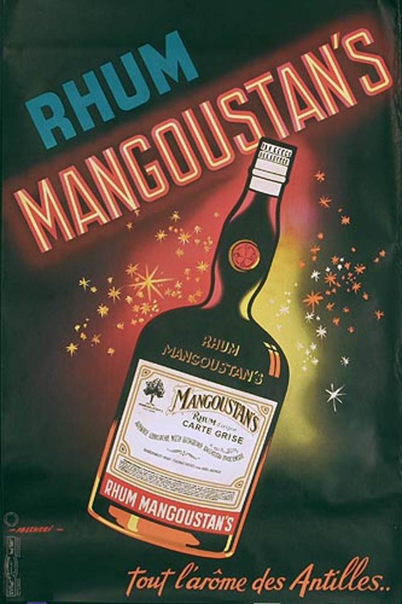 Rhum Mangoustino Original French Advertising Poster