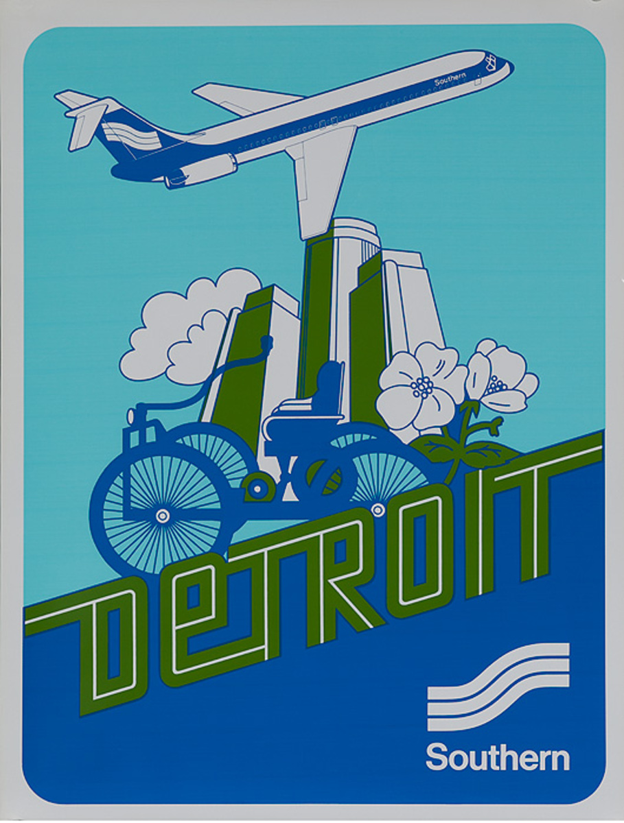 Southern Airways Travel Poster Detroit