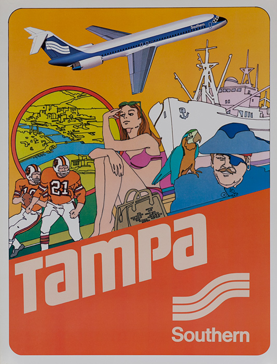 Southern Airways Original Travel Poster Tampa
