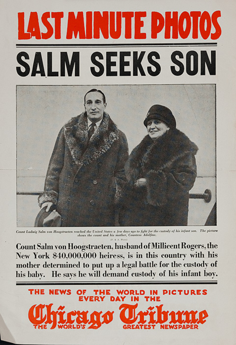 The Chicago Tribune Original Daily Newspaper Advertising Poster Salm Seeks Son