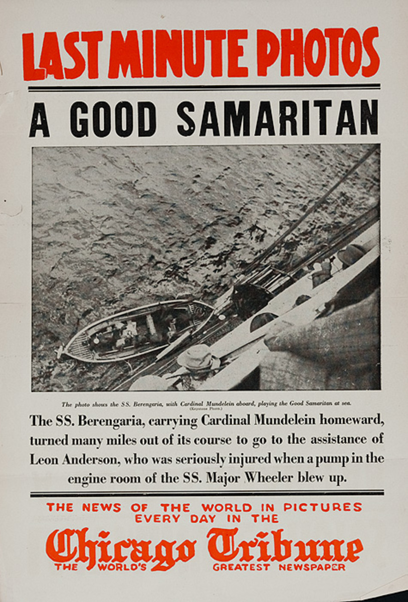 The Chicago Tribune Original Daily Newspaper Advertising Poster A Good Samaritain