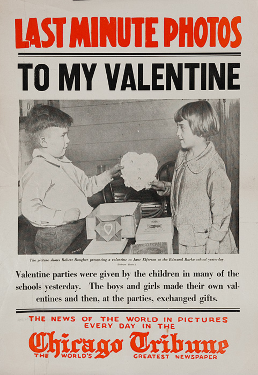 The Chicago Tribune Original Daily Newspaper Advertising Poster To My Valentine