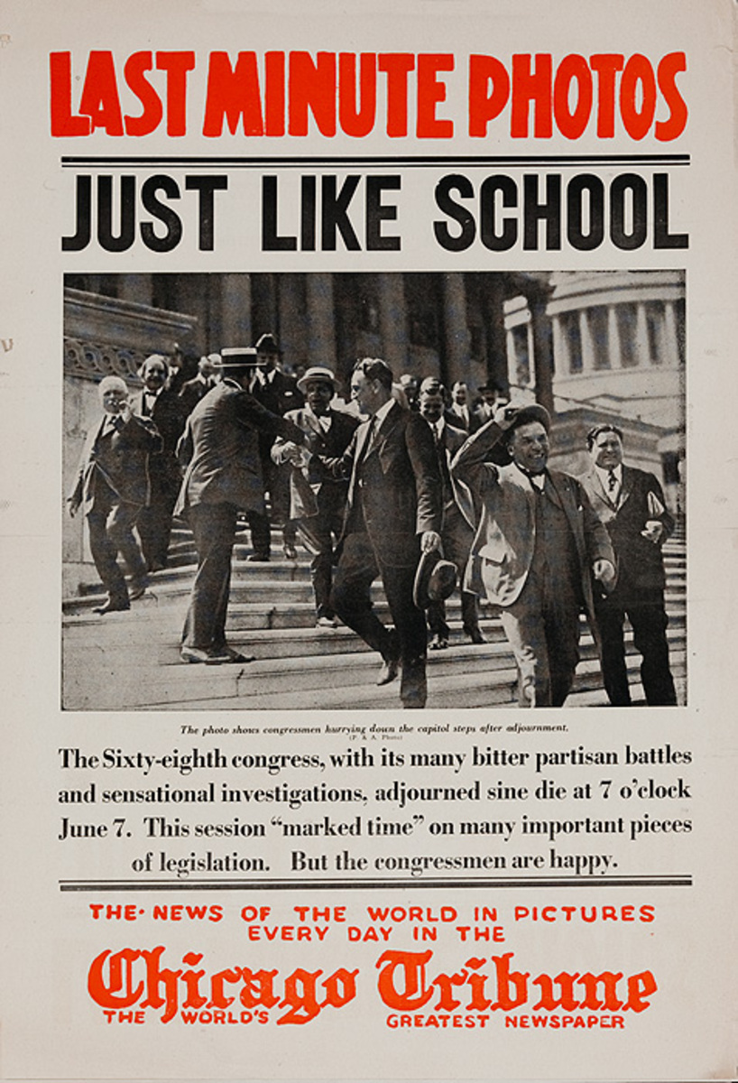 The Chicago Tribune Original Daily Newspaper Advertising Poster Just Like School