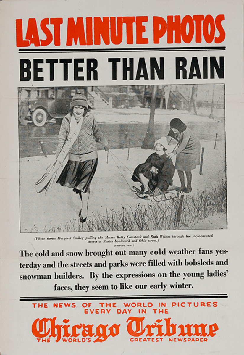 The Chicago Tribune Original Daily Newspaper Advertising Poster Better Than Rain 