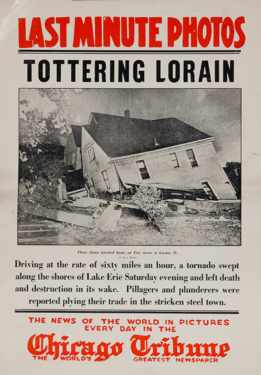 The Chicago Tribune Original Daily Newspaper Advertising Poster Tottering Lorain