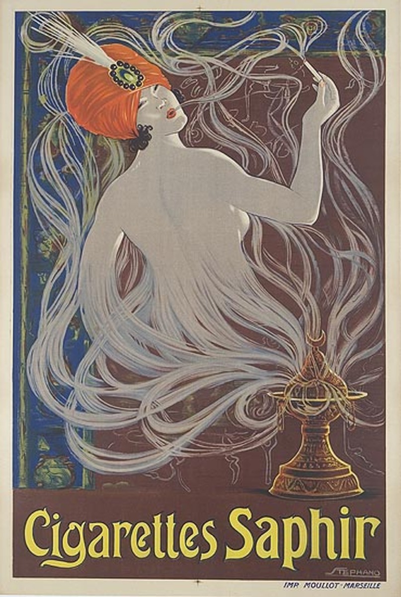 Cigarettes Saphir Original Advertising Poster 