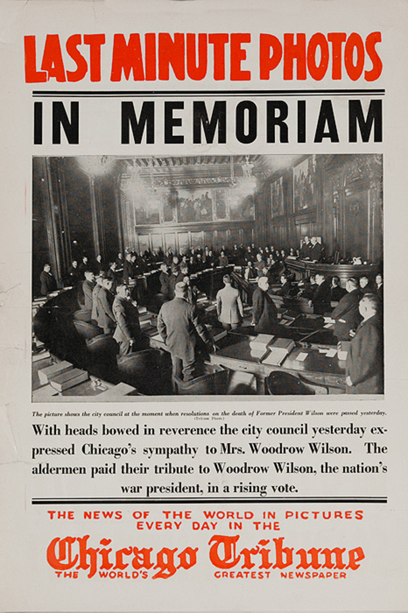 The Chicago Tribune Original Daily Newspaper Advertising Poster In Memoriam
