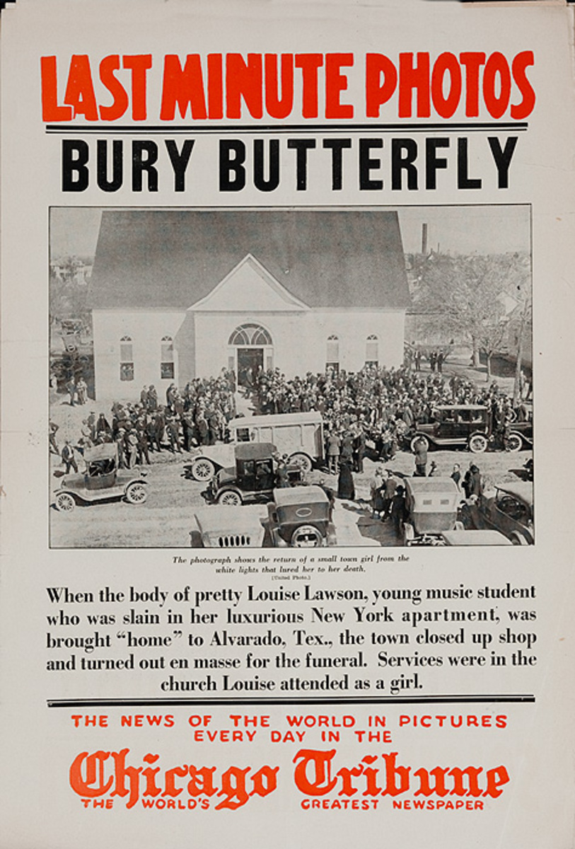 The Chicago Tribune Original Daily Newspaper Advertising Poster Bury Butterfly