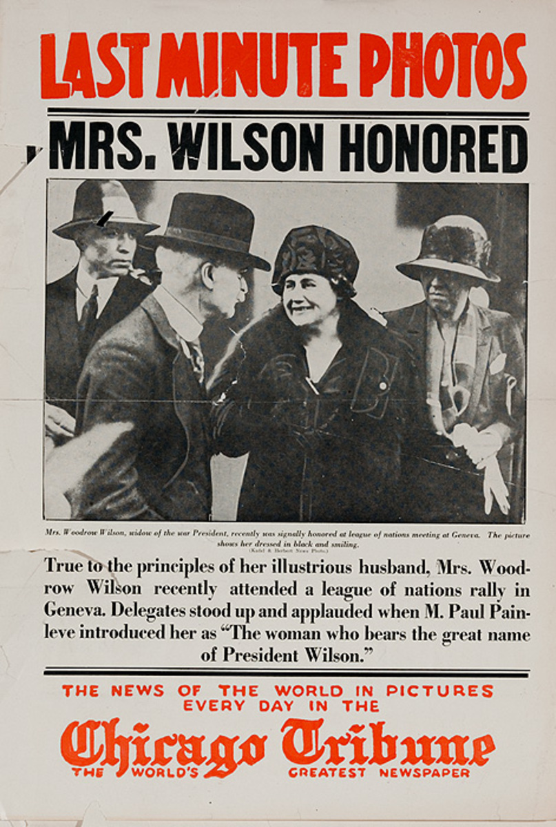 The Chicago Tribune Original Daily Newspaper Advertising Poster Mrs. Wilson Honored