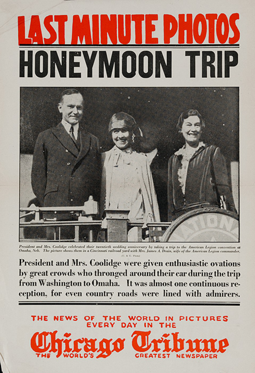 The Chicago Tribune Original Daily Newspaper Advertising Poster Honeymoon Trip
