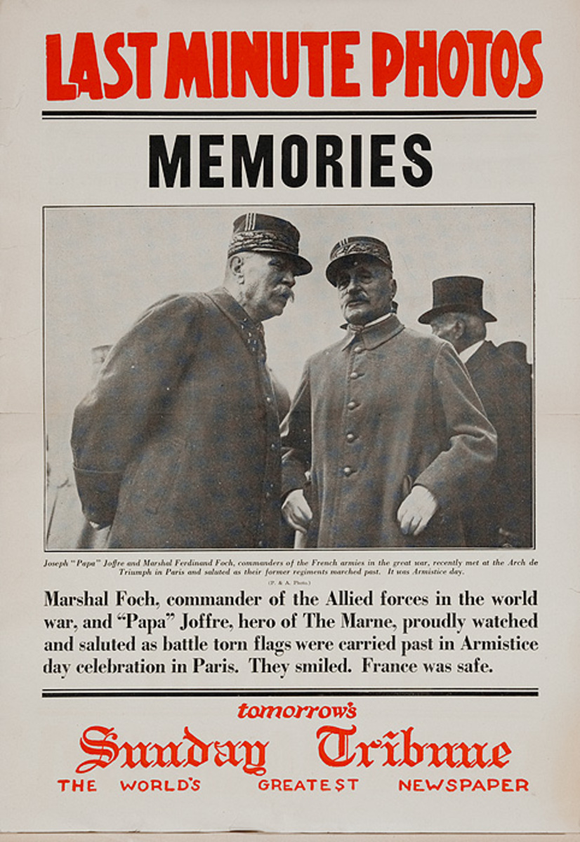 The Chicago Sunday Tribune Original Daily Newspaper Advertising Poster Memories Marshal Foch