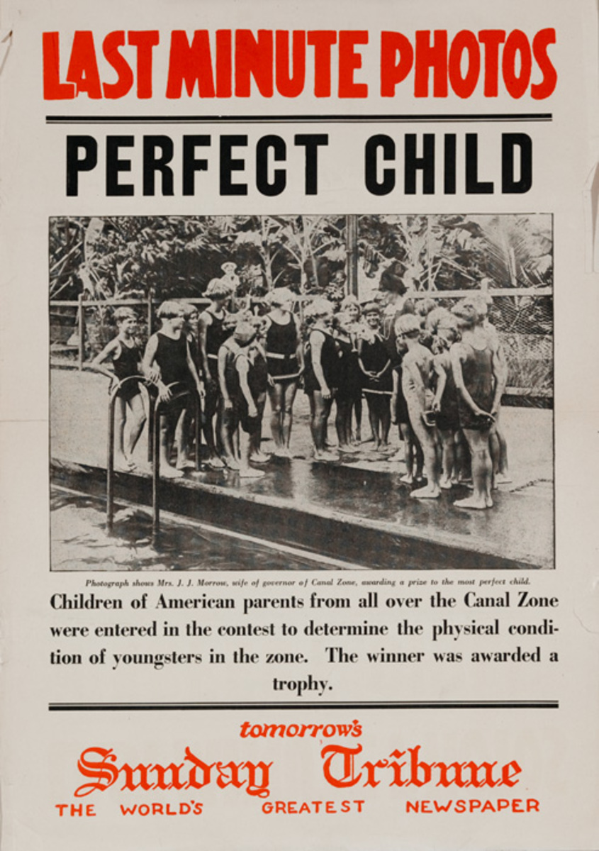 The Chicago Sunday Tribune Original Daily Newspaper Advertising Poster Perfect Child Panama Canal Zone