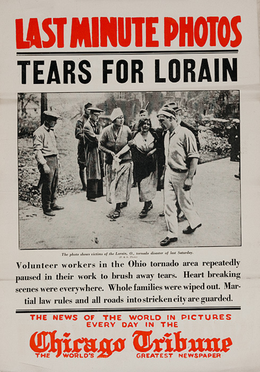 The Chicago Tribune Original Daily Newspaper Advertising Poster Tears For Lorain