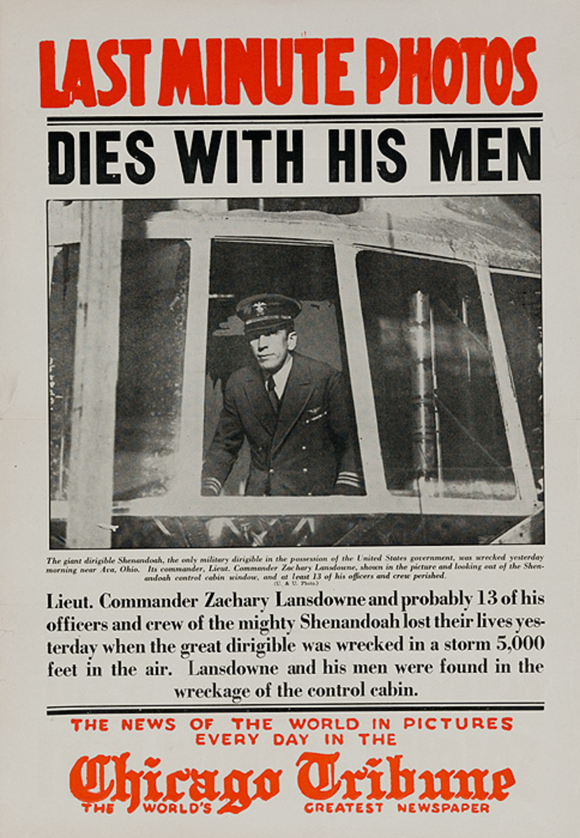 The Chicago Tribune Original Daily Newspaper Advertising Poster Dies With His Men 