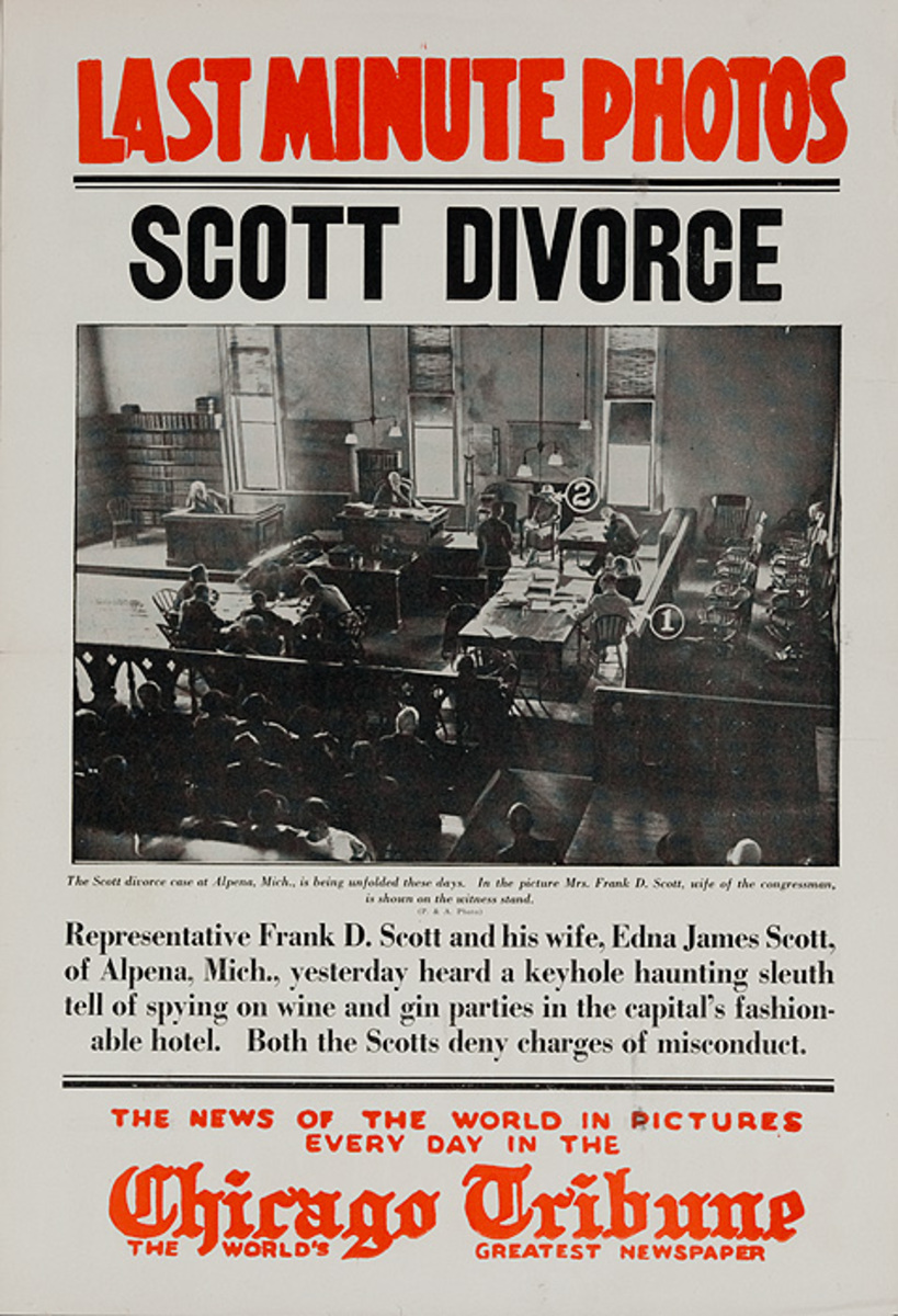 The Chicago Tribune Original Daily Newspaper Advertising Poster Scott Divorce